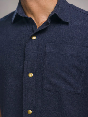 Inkwell Flannel Boxy Shirt in Neon Navy, image 3
