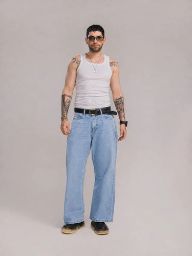 Off-Axis Wide Leg Denim in Vintage Blue, image 2