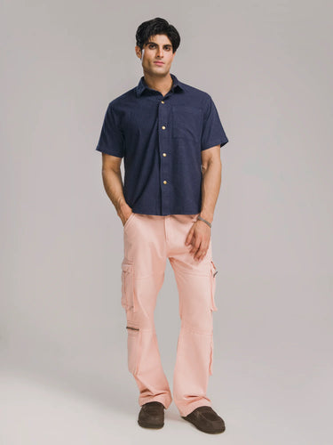 Inkwell Flannel Boxy Shirt in Neon Navy, image 2
